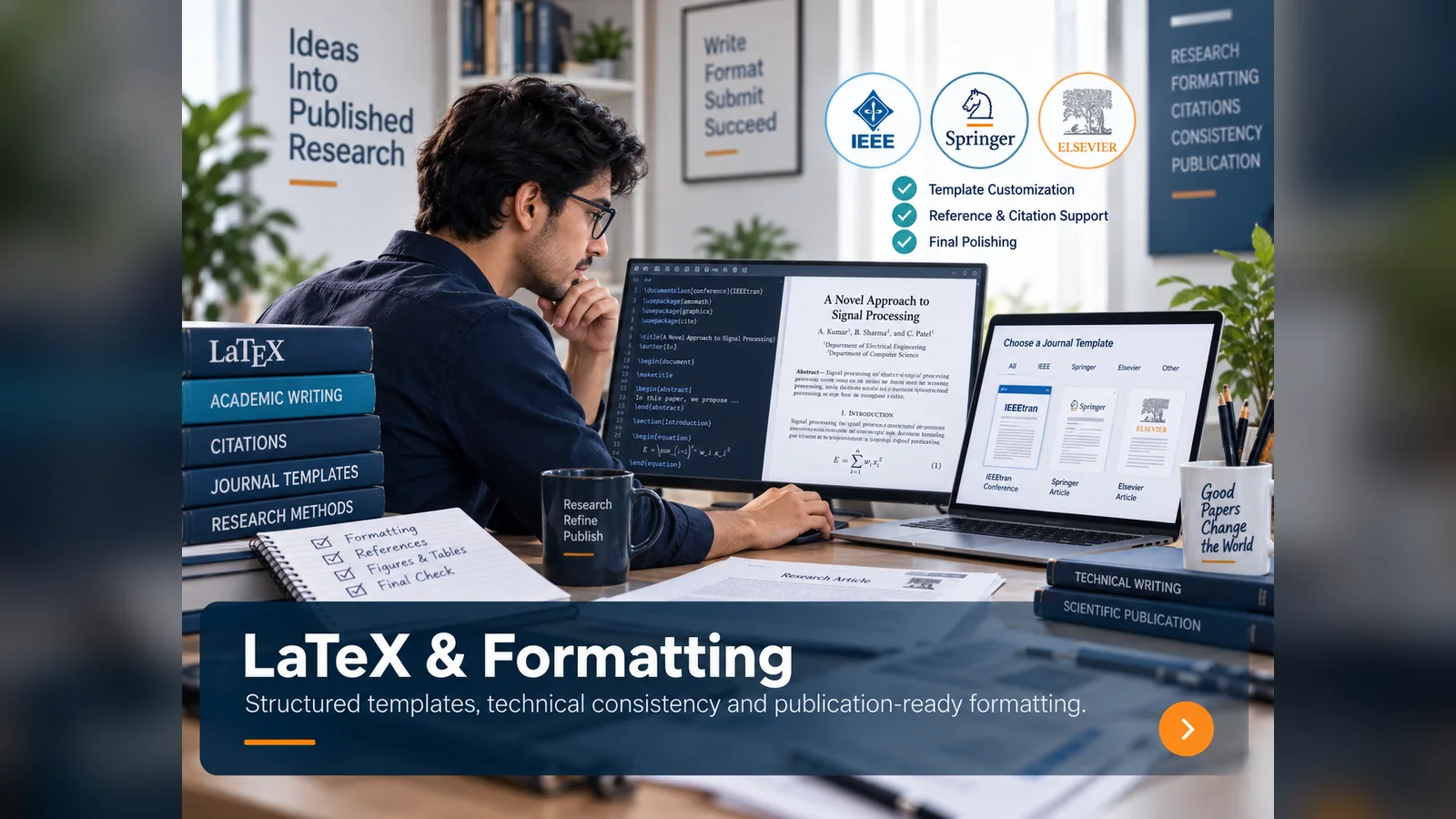 LaTeX and journal formatting support with IEEE, Springer and Elsevier templates